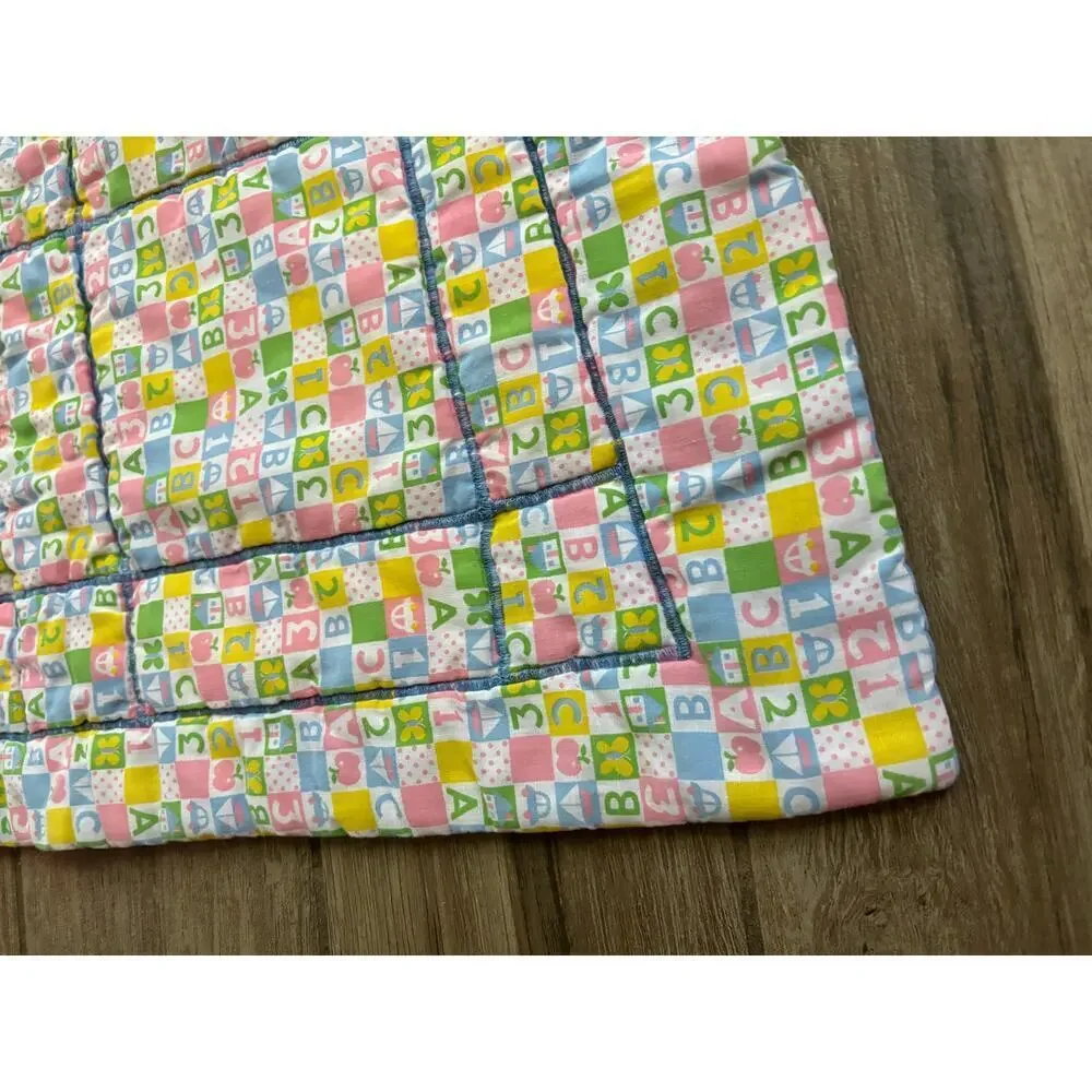 VTG Colorful Patchwork Alphabet Quilt Throw Wall‎ Decor 50